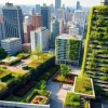 Создание городских садов на крышах и фасадах для снижения жары и шума